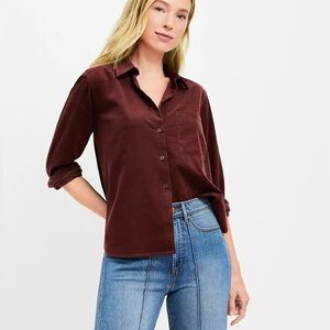 Loft Corduroy Relaxed Shirt Brown